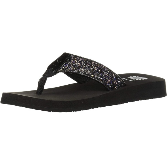 🛍️Yellow Box Black Sparkle Sandals - Picture 2 of 10